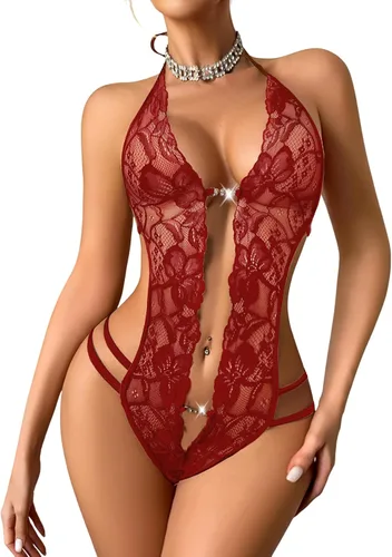 Vista 69 de Avidlove - Body de lencería de una pieza para mujer, diseño de encaje sexy con escote en V profundo, babydoll, ropa de dormir, tallas XS a XXXL