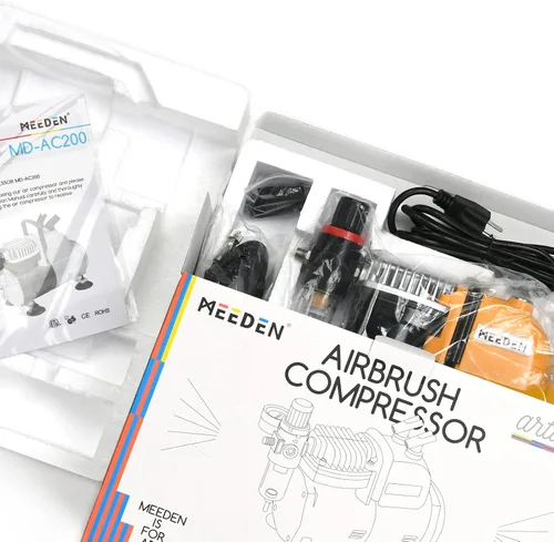 Vista 9 de MEEDEN Kit de compresor de aerógrafo - Compresor de aire completo de 1/5 HP para pintura de modelos con manguera de 6 pies