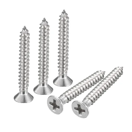 Vista 28 de uxcell Tornillos de chapa de cabeza plana #4x1, 50 tornillos de madera Phillips Drive Tornillos de acero inoxidable 304 Autoperforantes