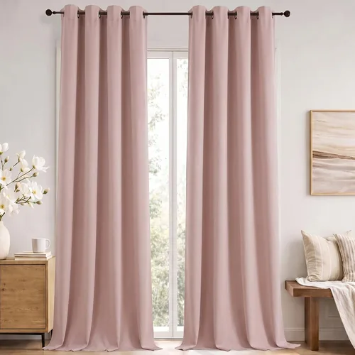Vista 16 de Simplebrand Cortinas blancas puras de 96 pulgadas de largo para oscurecer la habitación, juego de 2 paneles para dormitorio/sala de estar, bloqueo