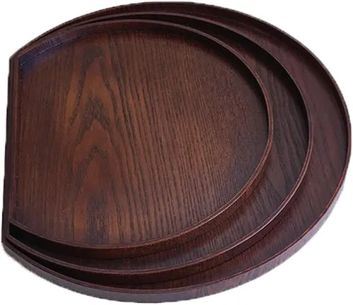 Vista 5 de Bandeja de madera con forma de media luna, bandeja decorativa para servir café, té, queso, postre, frutas y verduras (mediana)