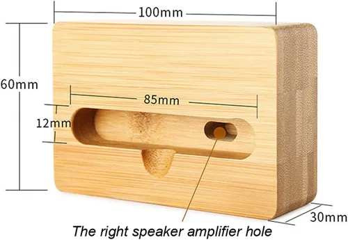Vista 4 de Fanshu - Amplificador de soporte para teléfono celular, soporte universal portátil de madera para teléfono celular, soporte de cama de bambú
