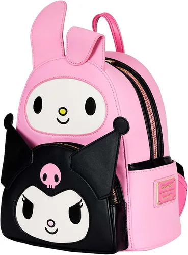 Vista 5 de Loungefly Sanrio Hello Kitty My Melody Kuromi - Bolso de hombro con doble bolsillo para mujer, Multi