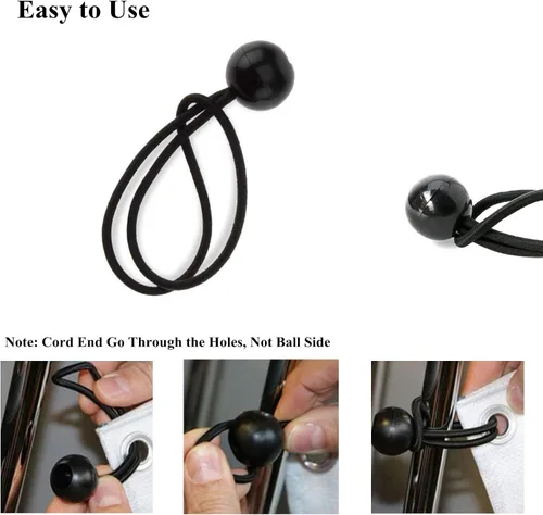 Vista 6 de Paquete de 25 cuerdas elásticas de bolas de 6 pulgadas, correas de lona de látex natural resistentes para exteriores con bolas, cuerda elástica