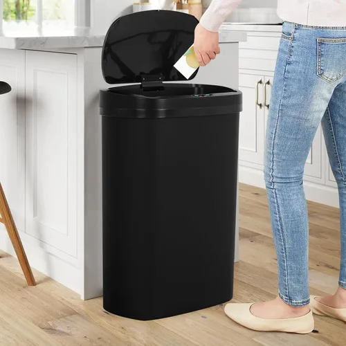 Vista 7 de Basurero de cocina con sensor de movimiento de 13 galones, cubo de basura con sensor automático de 50 L, cubo de basura inteligente con tapa