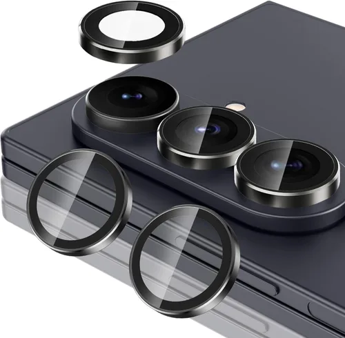 Vista 20 de Casetego Protector de lente de cámara para Galaxy Z Fold 8, [Diseño de purpurina mejorado], [Fuerte adherencia], lente de vidrio templado 9H negro