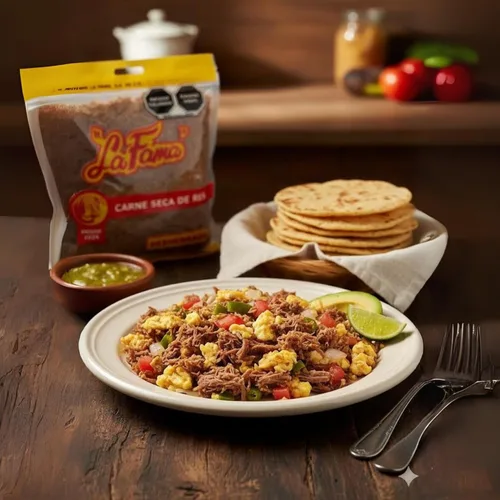 Vista 7 de La Fama Machacado Carne Seca De Res Carne Seca De Res Carne Rallada 8.82 oz Desde 1926