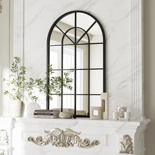 Vista 13 de Dewfig Espejo de Pared con Ventana Arqueada, 30"x20" Espejos de Panel de Ventana, Espejos de Tocador para Baño, Dormitorio, Entrada, Sala de Estar