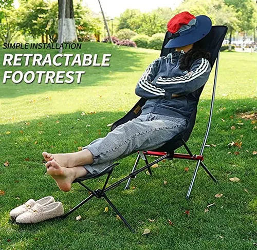 Vista 7 de Silla plegable para exteriores, otomana, portátil, reclinable, reposapiés retráctil, reposapiés retráctil, reposapiés, kit de silla lunar