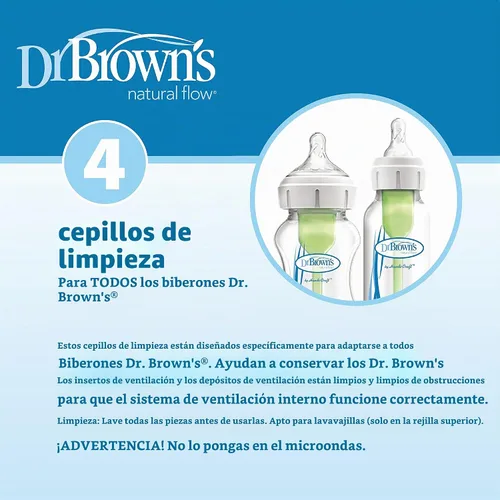 Vista 4 de Cepillo de limpieza Natural Flow de Dr. Brown's, paquete de de 1, Blanco