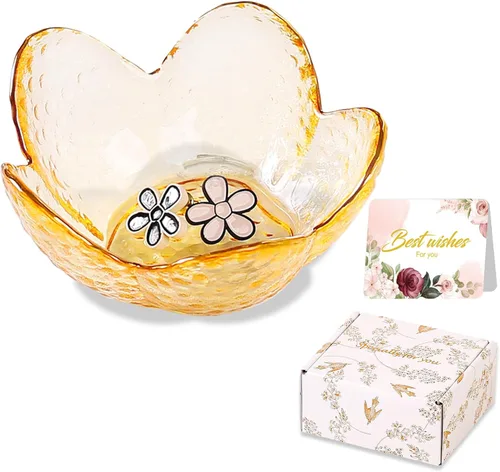 Vista 15 de Regalos para mujeres, plato para baratijas con flores, plato para joyería de vidrio rosa, soporte para anillos, bandeja de joyería, decoración
