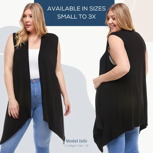 Vista 3 de Azules Sleeveless Cardigan for Women, Soft Lightweight Duster Open Front Sleeveless Long Cardigan Vest