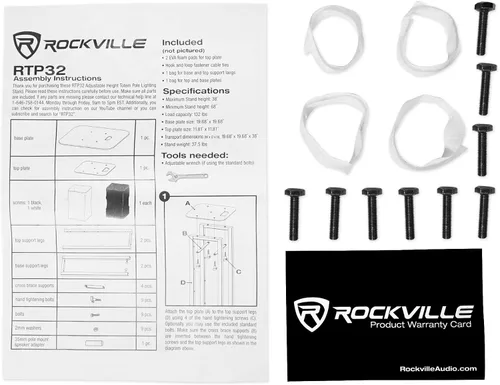 Vista 9 de (2) Rockville RTP32W Totem - Soporte de luz de cabeza móvil + Scrims negro+blanco+bolsas de transporte para focos Chauvet Rogue R1X