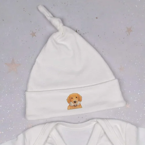 Vista 5 de Golden Retriever with Bone' Baby Beanie Hat (BH00021571) White