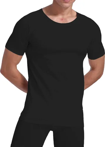 Vista 2 de Comfneat Paquete de 6 camisetas de algodón puro para hombre, cómodas camisetas de cuello redondo