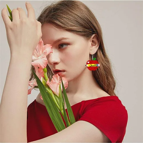 Vista 3 de Aretes colgantes creativos para profesores, estudiantes, libro de madera, regla, globo, tijeras, aretes colgantes para mujeres y niñas, joyería