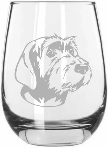 Vista 341 de Shar Pei (chino) - Vaso de vino sin tallo grabado para perro, 15.25 onzas