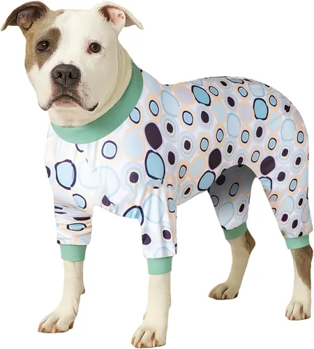 Vista 15 de LovinPet Mono grande para perros, camisas elásticas de algodón con estampado de animales, ropa completa para perros perfecta para evitar que lamen