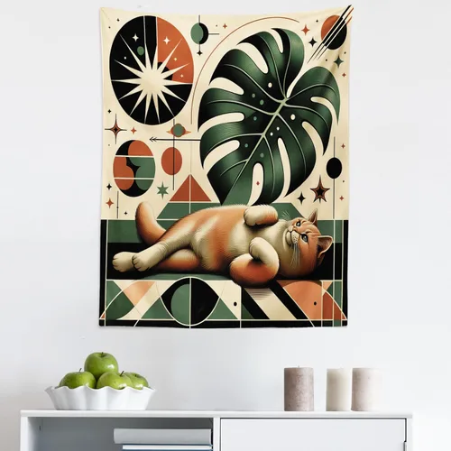 Vista 122 de Ambesonne Tapiz de hongos, atmósfera psicodélica, escena astral estrellada con motivos orientales trippy, decoración de tela para colgar en la pared
