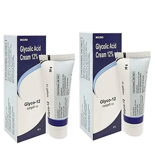 Vista 2 de BlueQueen Glyco Acid 12% W/w Skin Peel Cream para todo tipo de piel, tratamiento para la cara, antienvejecimiento arrugas y manchas oscuras -1.01