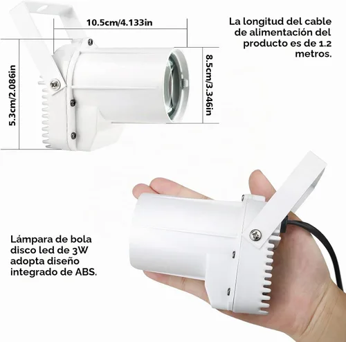 Vista 3 de Luz de Bola de Discoteca, PinSpot LED Blanco de 3W para Iluminar Bola de Espejo, Luces de PinSpot para DJ en el Escenario (Cáscara Blanca)