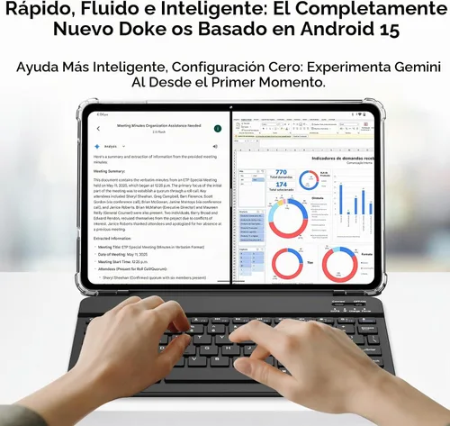 Vista 4 de Tableta Blackview Android con teclado, tableta grande de 12 pulgadas, tabletas computadora con Gemini AI, lápiz, 24GB+128GB/2TB, pantalla 2K FHD+