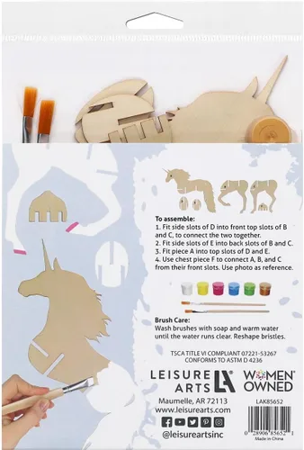 Vista 6 de LEISURE ARTS - Rompecabezas 3D, kit de 14 piezas, unicornio de construcción de madera, kits de construcción de madera, proyectos de bricolaje