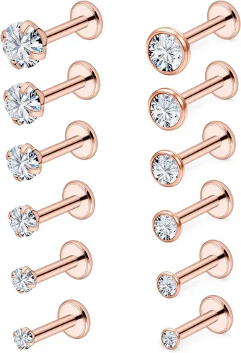 Vista 11 de Vsnnsns 16G Anillos de Labio de Acero Inoxidable Tragus Hélice Caracola Piercing Joyería Mordida de Serpiente Piercing Monroe Anillos de Labio