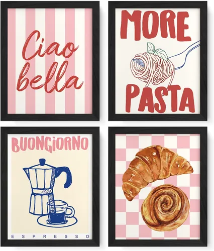 Vista 9 de JXREQ Trendy Vinatge - Juego de 4 impresiones artísticas de pared para cocina, cafetería, cocina, cafetería, carrito, 8 x 10 pulgadas, sin marco