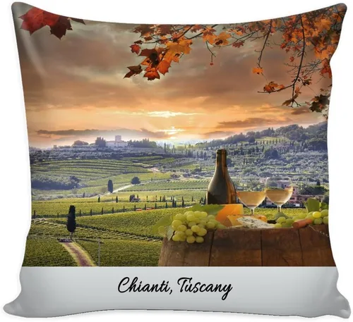 Vista 2 de Chianti Toscana Italia, para el hogar o la oficina, en forma funda con relleno decorativa Scenic encantador ciudad italiana personalizada