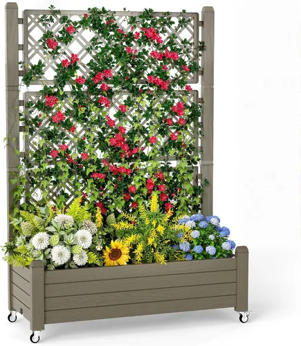 Vista 16 de PatioZen Cama de jardín elevada de 14 galones, maceta elevada de riego automático con tapón de drenaje y medidor para verduras, flores, hierbas Ashen