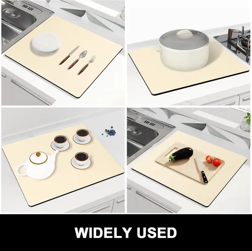 Vista 7 de Rnivvi Tapete de secado de platos para encimera de cocina, 16 x 18 pulgadas, bonita almohadilla de secado absorbente resistente al calor con goma