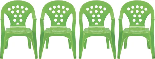Vista 2 de Baby Lulu Sillas ligeras apilables para jugar, estudiar o cenar para niños, fabricadas en Italia, 4 sillas, colores brillantes, color azul bebé