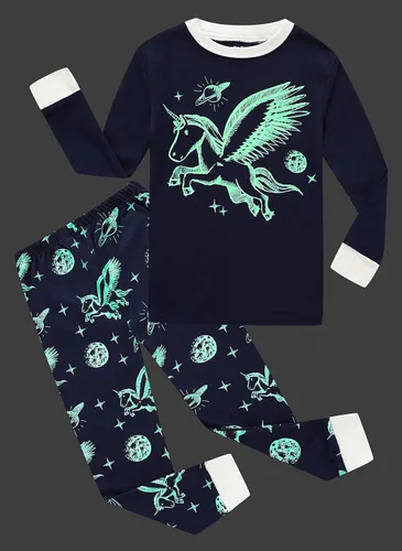 Vista 3 de Family Feeling - Conjunto de pijama de 2 piezas para niñas pequeñas, 100% algodón, pijamas para niñas grandes