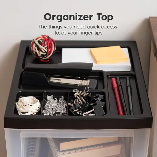Vista 7 de IRIS USA Organizador de almacenamiento con cajones de plástico, carrito rodante, con ruedas giratorias, 3 cajones, para aula, suministros de arte