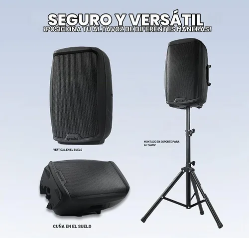 Vista 3 de Gemini Altavoz PA Bluetooth de 8" 500W con enlace TWS, USB/SD/FM, entradas XLR/RCA/AUX, canales de micrófono y guitarra, altavoz DJ compacto