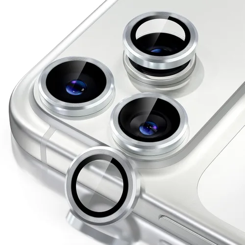 Vista 32 de Misea Compatible con iPhone 16 Pro/iPhone 16 Pro Max, protector de lente de cámara de vidrio templado Ultra-HD, protector de pantalla de anillo Negro