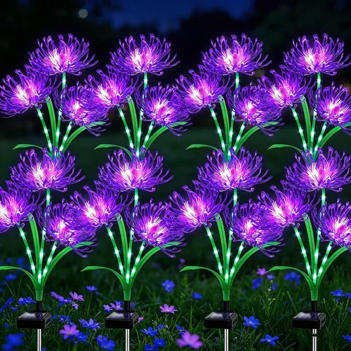 Vista 9 de VOOKRY Luces solares para exteriores, paquete de 4 luces de flores