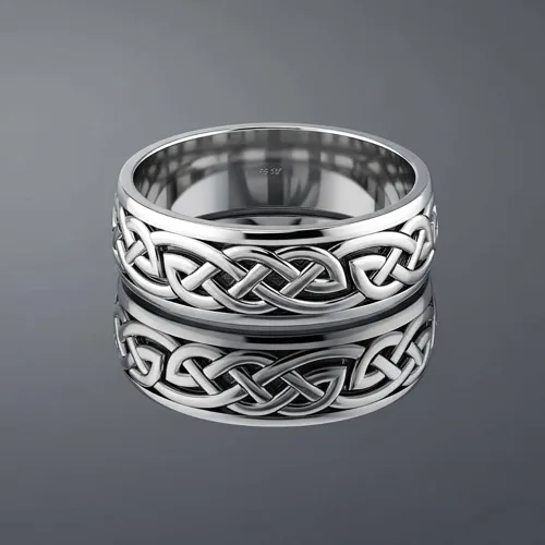 Vista 3 de US Jewels And Gems - Anillo giratorio de plata de ley 925 con nudo celta irlandés para hombre