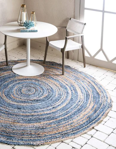 Vista 12 de Unique Loom Trenzado Chindi Collection - Alfombra casual moderna azul/azul oscuro (2' 0 x 3' 0)
