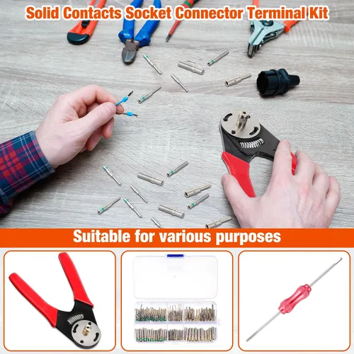 Vista 6 de 90 pares (180 piezas) Deutsch - Kit de pasadores de conector Deutsch, conector de enchufe 12, 16, 20, terminal con AWG 12-20 barril cerrado