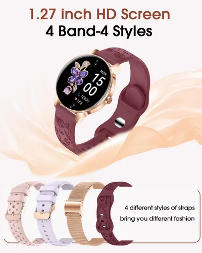 Vista 2 de Reloj inteligente para mujer (respuesta/hacer llamadas), reloj de seguimiento de actividad física de 1.27 pulgadas con más de 130 modos deportivos