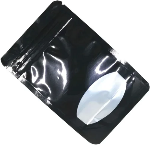 Vista 3 de 100 bolsas de Mylar de pie, bolsa de plástico para ventana para almacenamiento de alimentos, bloqueo de aluminio, bolsa de papel de aluminio