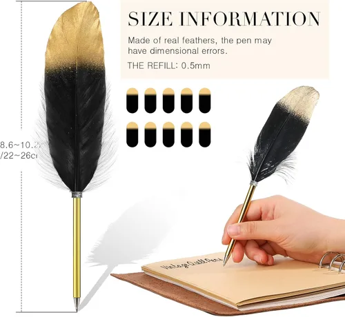 Vista 2 de Chivao Bolígrafo de pluma de 0.020 in, tinta negra, pluma de pluma chapada en pluma para invitados, recuerdos de oficina, fiestas (10 piezas)