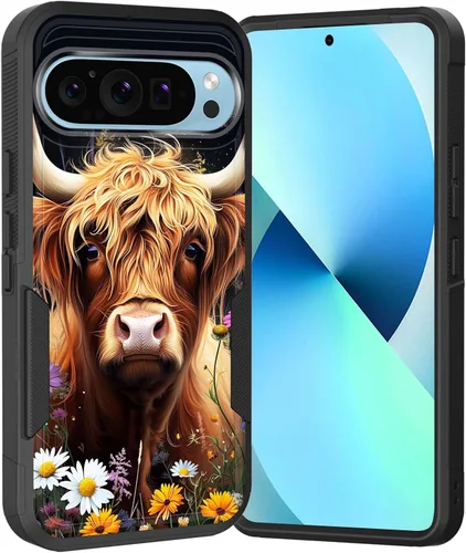 Vista 116 de Funda para Pixel 6A, Híbrida de Doble Capa de Servicio Pesado Resistente a Prueba de Golpes PC Duro + Funda Protectora de Silicona Suave para Google