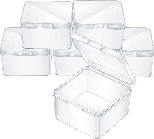 Vista 45 de 6 piezas de mini contenedores de almacenamiento de cuentas de plástico transparente para recolectar artículos pequeños, cuentas, joyas, tarjetas