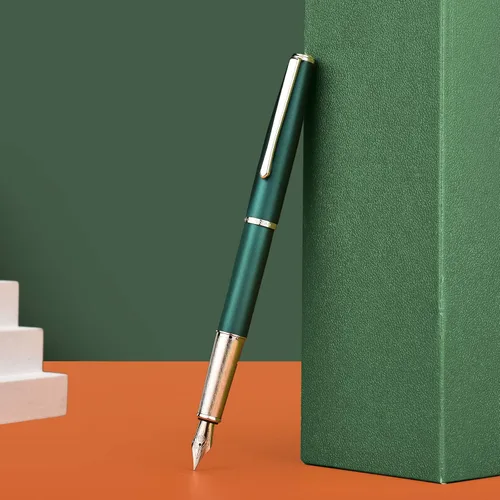 Vista 7 de Hongdian 920 - Pluma estilográfica de punta extrafina, color verde elegante con clip plateado