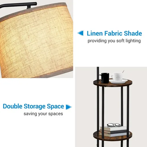 Vista 13 de DEWENWILS Lámpara de pie con mesa adjunta, mesita de noche estrecha de estilo granja, mesa auxiliar lateral de madera, lámpara de lectura ajustable