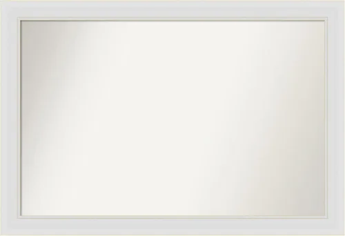 Vista 132 de Amanti Art Espejo de baño blanco para sobre el fregadero, 24 x 26 pulgadas, espejo rectangular blanco y blanco, marco de madera contemporáneo