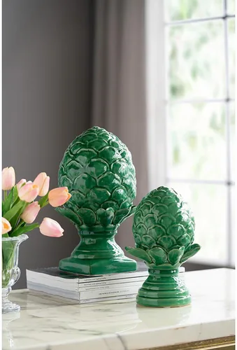 Vista 2 de A&B Home - Estatua de alcachofa verde, estatua decorativa de cerámica, decoración del hogar de mesa, sala de estar, dormitorio, mesa de café